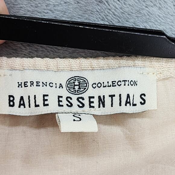 Herencia Collection Top Womens S Cream Embroidered Rosalinda Crop Square Neck - Picture 4 of 9